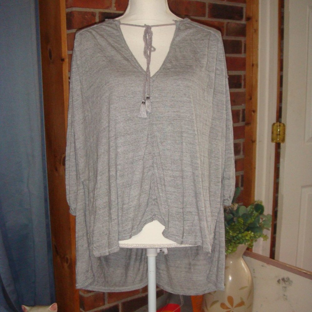 We The Free Tie Front Linen Blend Just A Henley Top S